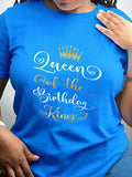 Women's Crew Neck 100% Cotton Birthday Graphic T-Shirt – Blue