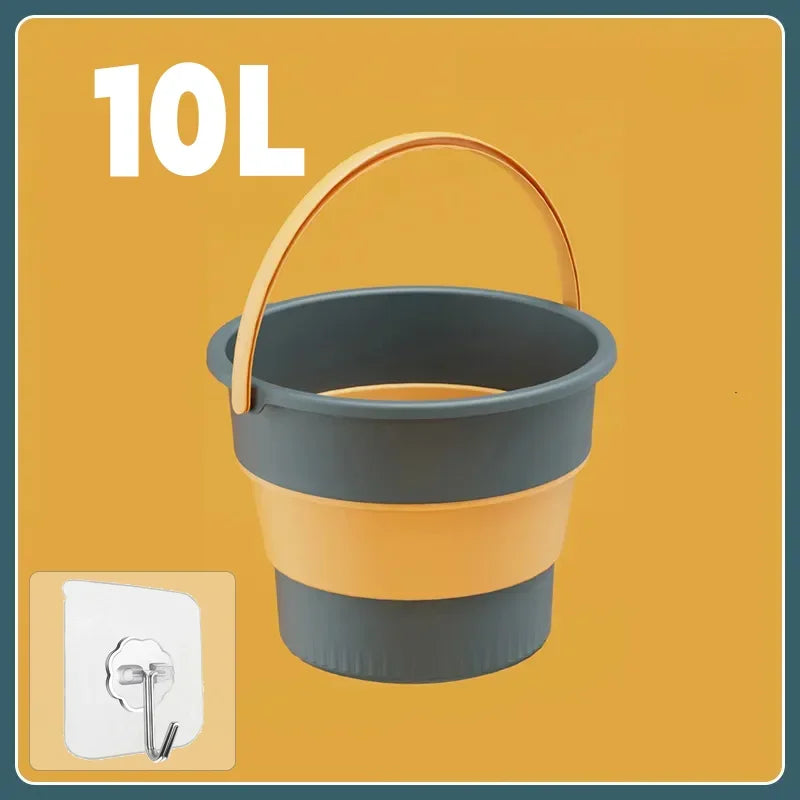 Portable Folding Silicone Bucket 5L, 10L, or 17L for Camping and Fishing – Blue-10L