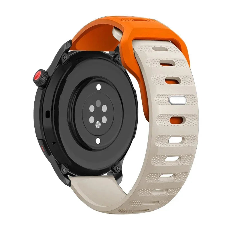 Silicone Watch Band for Samsung Galaxy, Huawei, and Garmin Watches – Orange Starlight