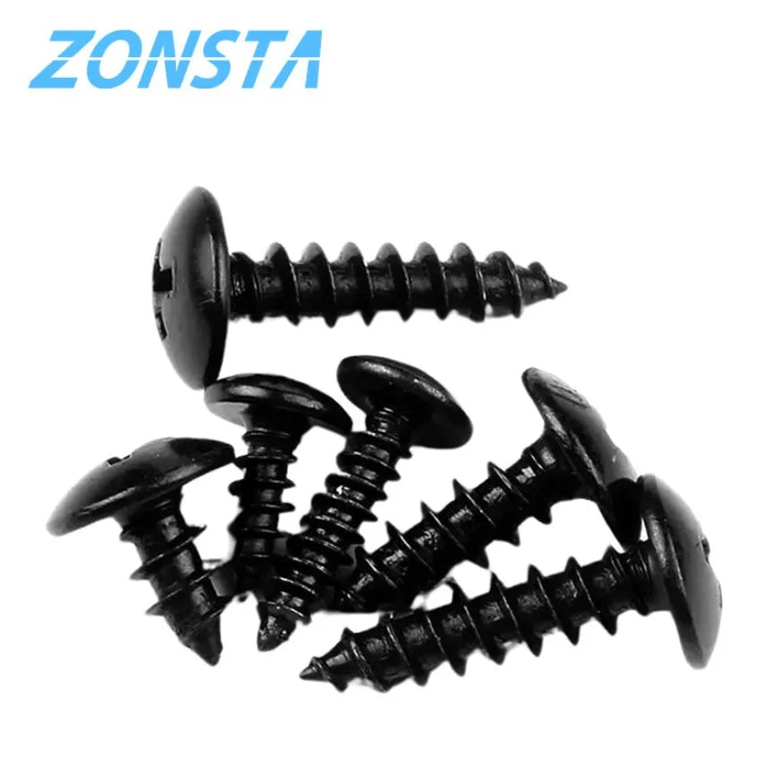 Assorted black carbon steel self-tapping screws
