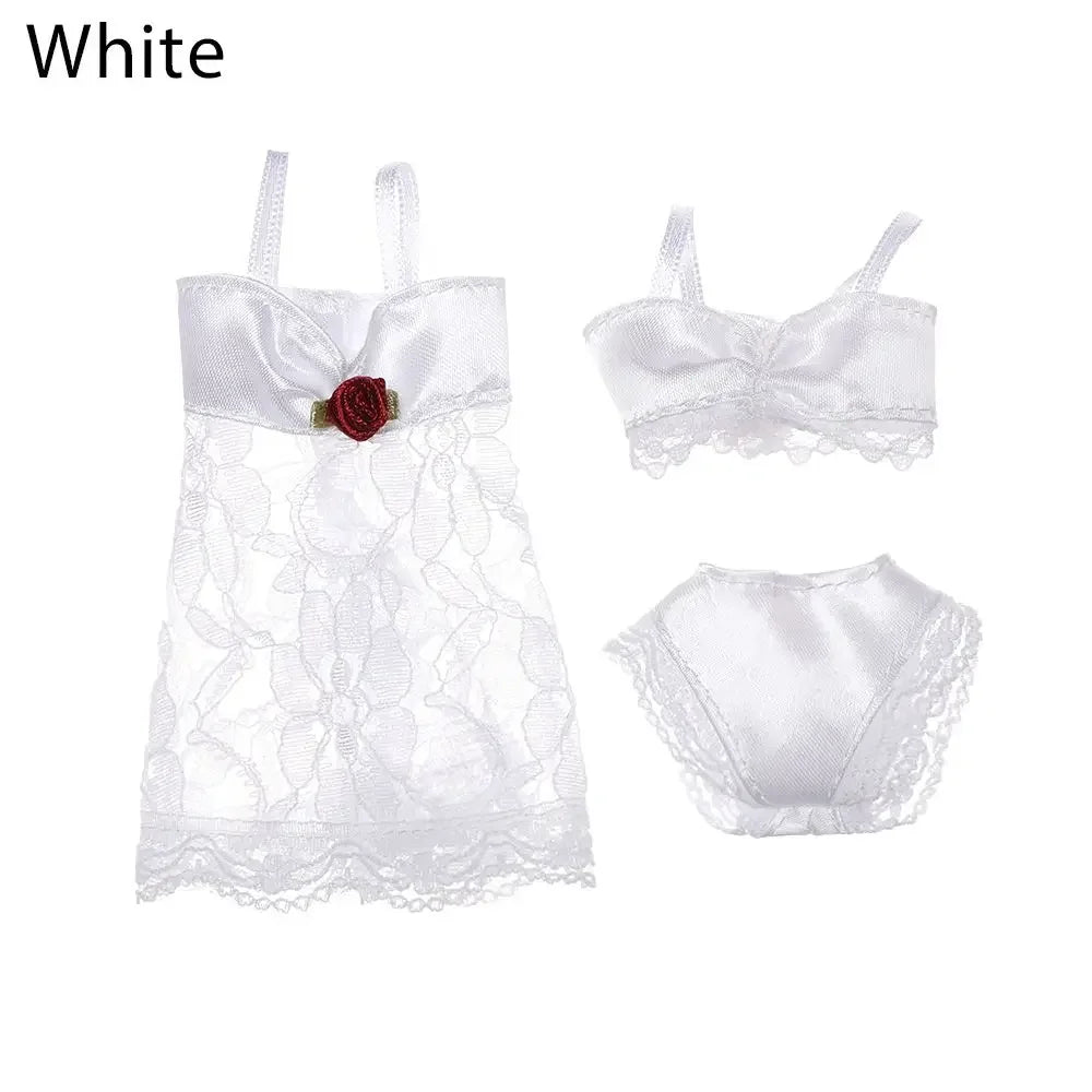 Lace Bra and Briefs Set for 25-30cm 1/6 Scale Dolls – style2-white