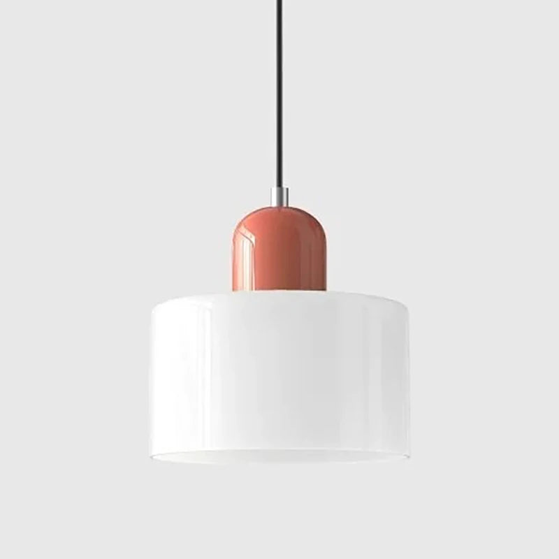 Modern Glass Pendant Light for Bedroom and Dining – E27 Corded Lamp – White on pink