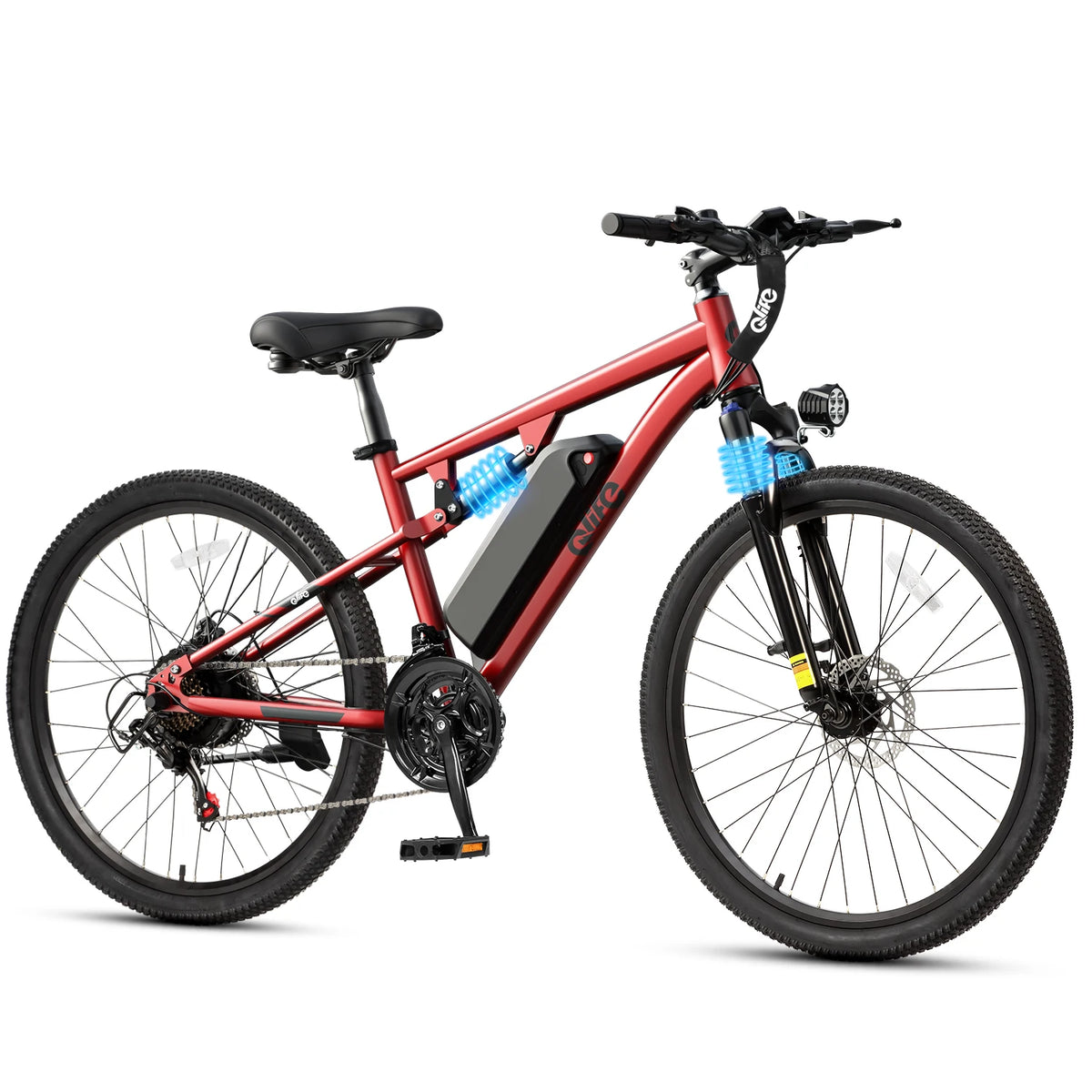 Qlife Racer Ultra Electric Mountain Bike, 1200W 48V 10.4Ah, 27.5" Tires – Red