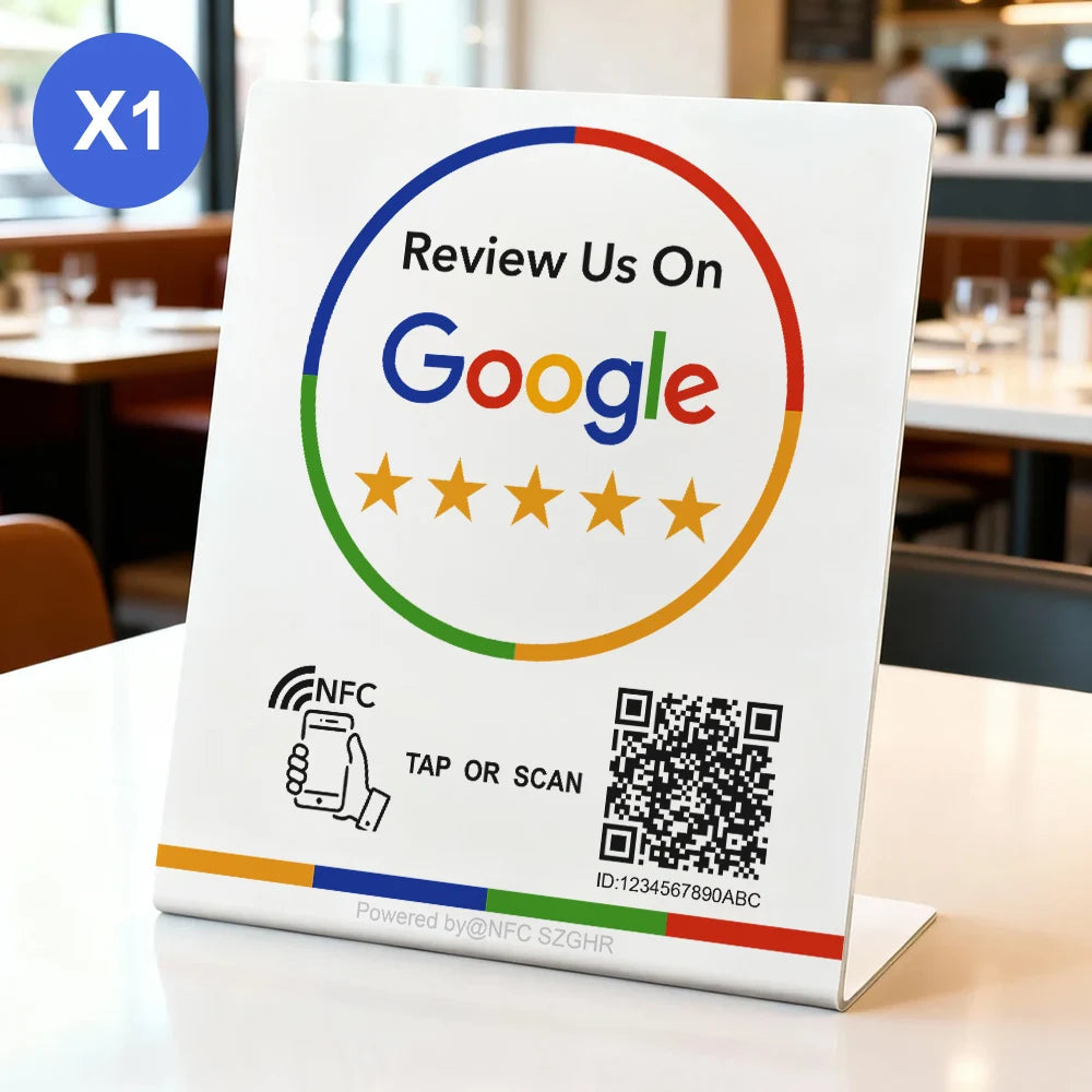 NFC 215 Programmable Google Review Stand and Card for Business – qr stand white 1pc