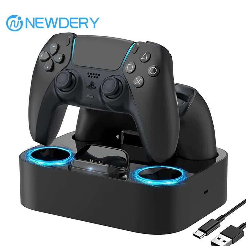 PS5 Dual Controller Charging Station for DualSense and Edge Controllers – Black