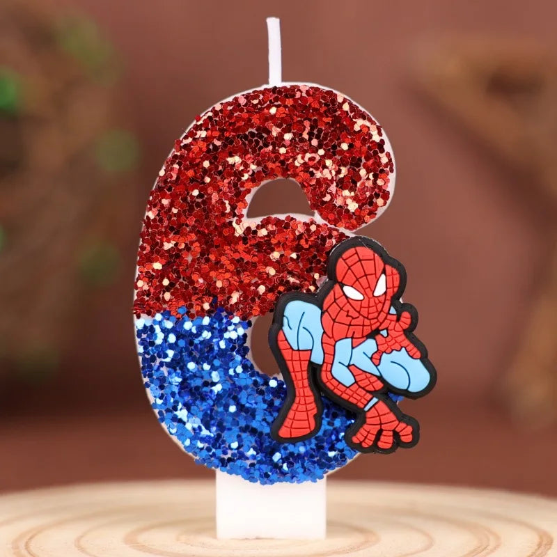 Spider-Man Number Birthday Cake Candle, 7.5 cm Cartoon Topper – 6