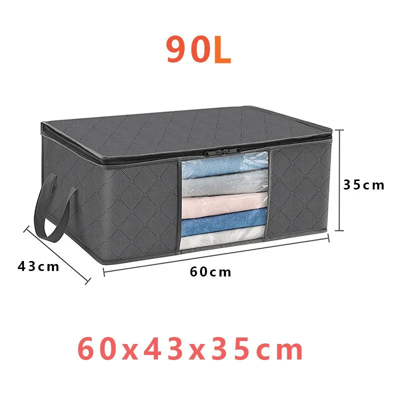 Foldable Non-Woven Fabric Clothes Storage Bag, 35L to 90L Capacity – 1pcs 90L