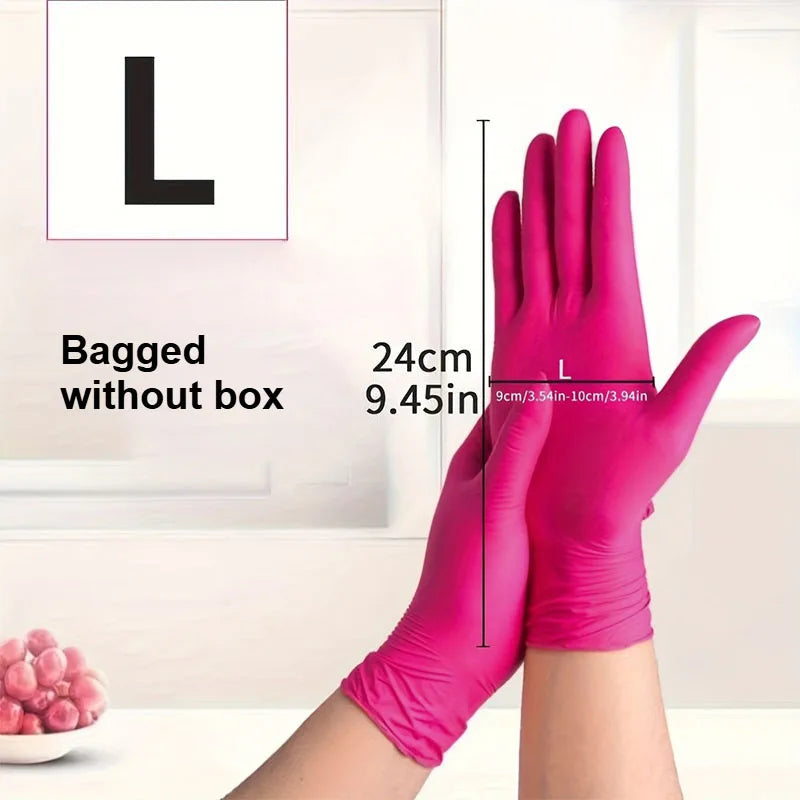 Rose Red Nitrile Disposable Gloves – Powder & Latex Free – Rose Red L