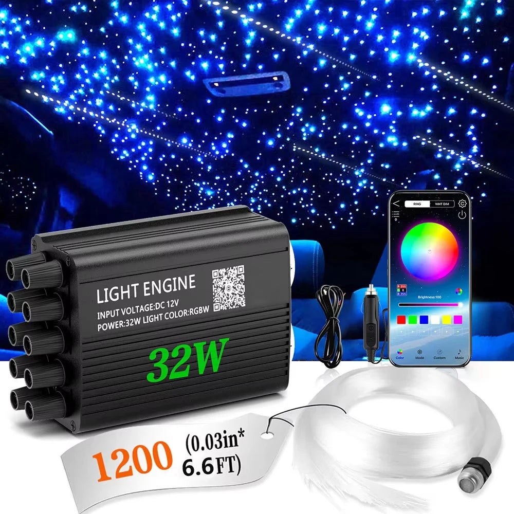 1200PCS Twinkle Starlight Headliner Kit – 32W Dual Port Fiber Optic Lights – Meteor