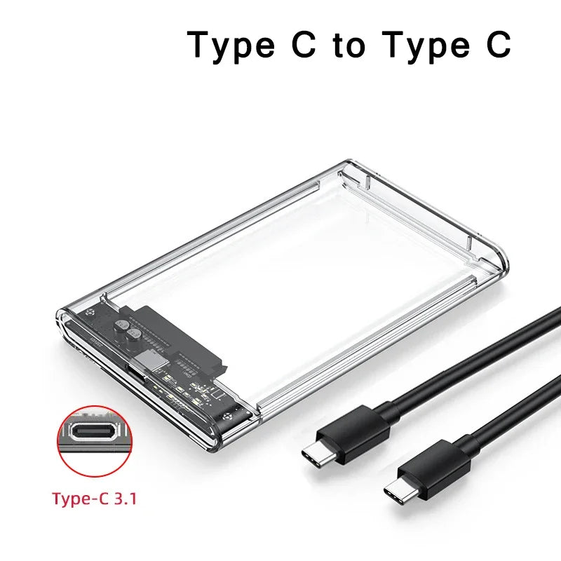2.5-inch Transparent SATA HDD/SSD Enclosure with USB 3.0/Type-C – Usb C-Usb C