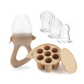 Baby Fruit Feeder Teether Pacifier with Food Freezer Tray Set – Khaki