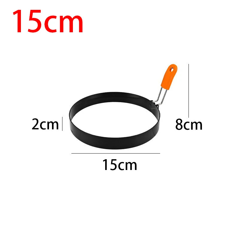 Stainless Steel Fried Egg Ring with Heat-Resistant Foldable Handle – 15cm
