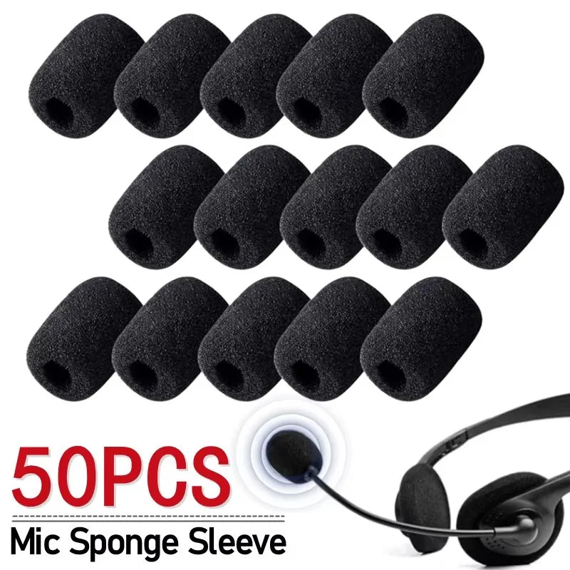 Set of 50 black sponge windscreen covers for lapel and headset microphones