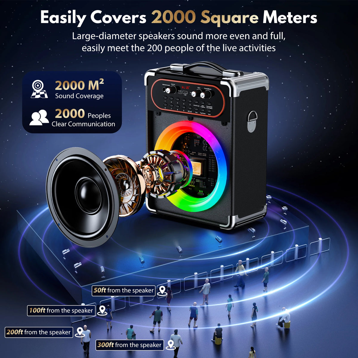 S68 Kara Ok with 2 Microphones, Portable Bluetooth 5.3 Kara Ok Speaker,Echo Adjustment, Supports Tv through Auxiliary – view 4