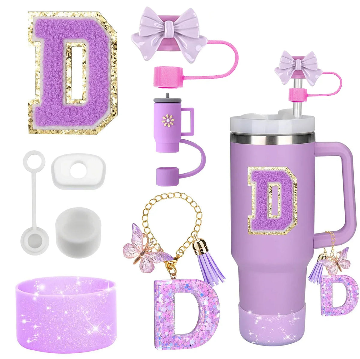 8-Piece Purple Silicone Accessory Set for 30oz and 40oz Tumblers – D-Purple-8pcs