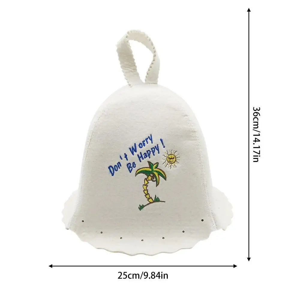 Russian Style Sauna Hat, Wool Felt Anti-Heat Head Protection, Free Size – Coconut Tree