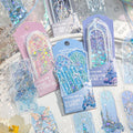 A collection of holographic fantasy-themed bookmark packs with castle and flower illustrations.