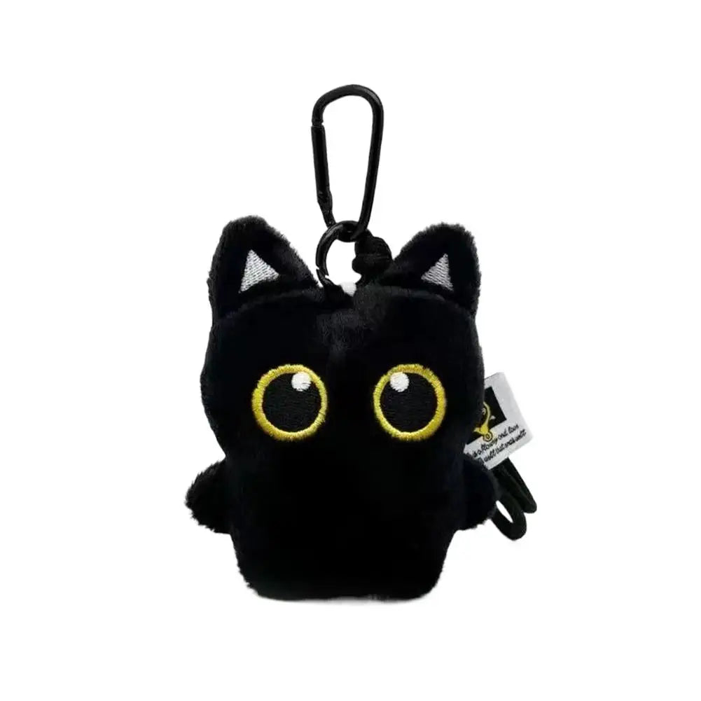 Black Cat Plush Toy Keychain, 10cm Soft PP Cotton Pendant – J