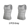 Men Compression Vest Sleeveless Slimming Shapewear Tank Top – Gray 2PCS