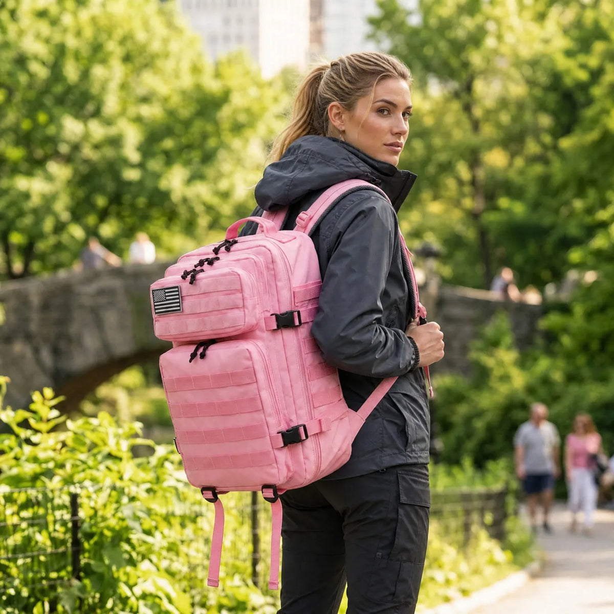 ReFire Gear 45L Tactical Gym Backpack, Molle System, 17-inch Laptop Compatible – Pink