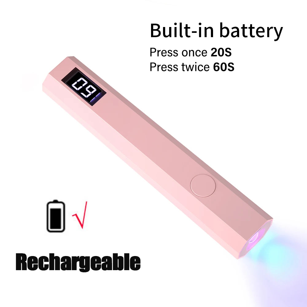 Rechargeable LED UV Nail Lamp with 12W Power and Adjustable Stand – Pink Without stand