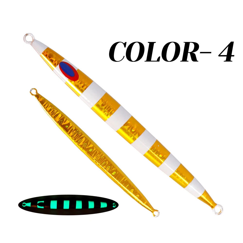 TOLU Fast Sinking Saltwater Jigging Lure, 120g–600g Luminous Fishing Bait – Golden