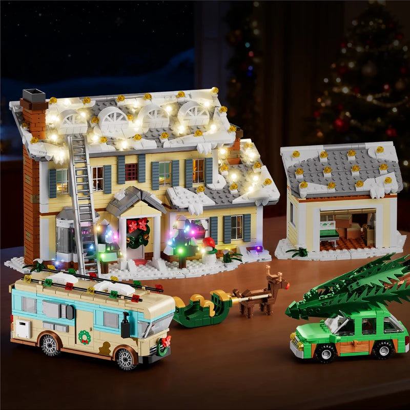 1950+PCS Classic Movie Christmas Vacation House Building Block Kit Winter Snow Village Model With RV Garage & Reindeer – view 6