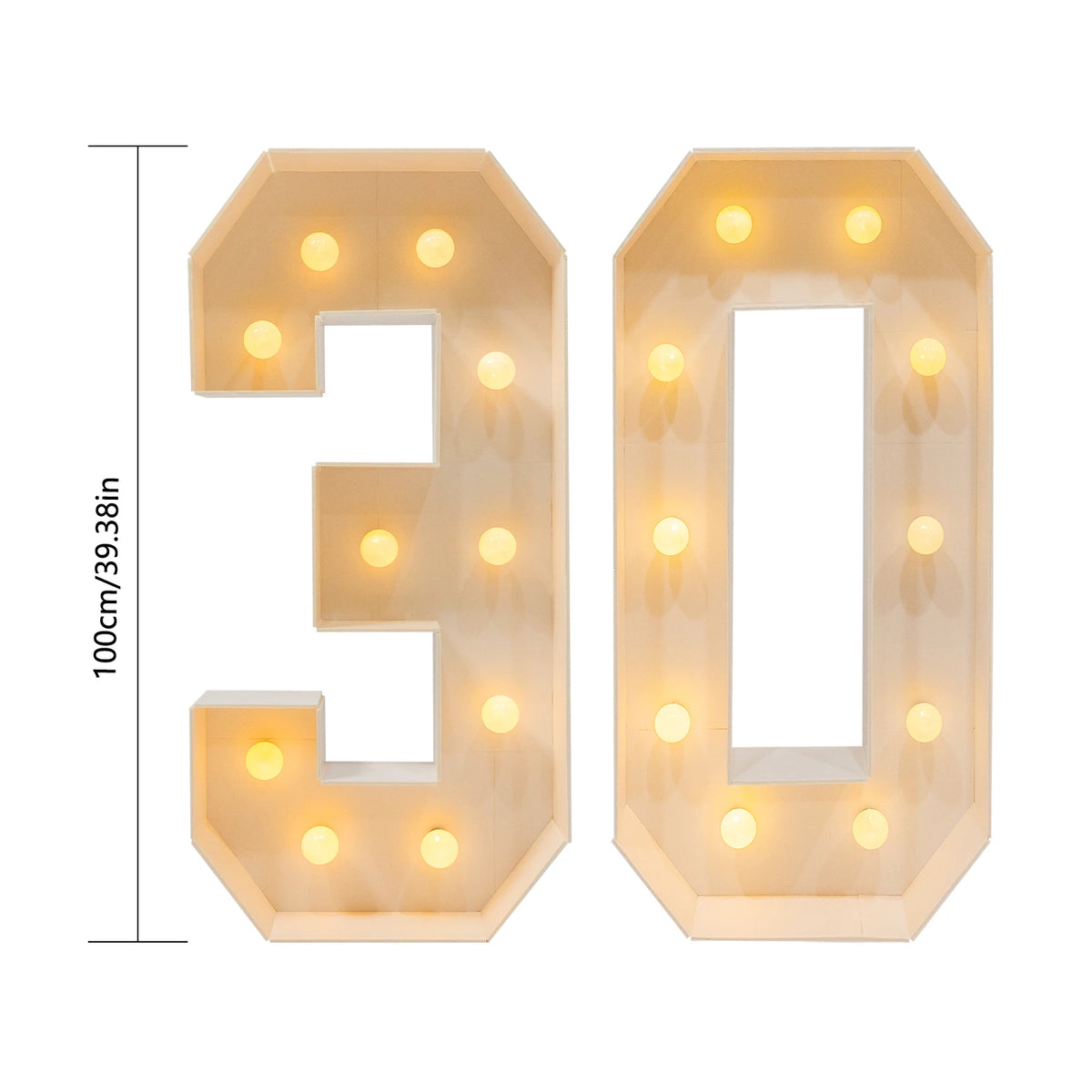 100cm Light Up Numbers DIY Decor Kit for Birthday Parties – 30