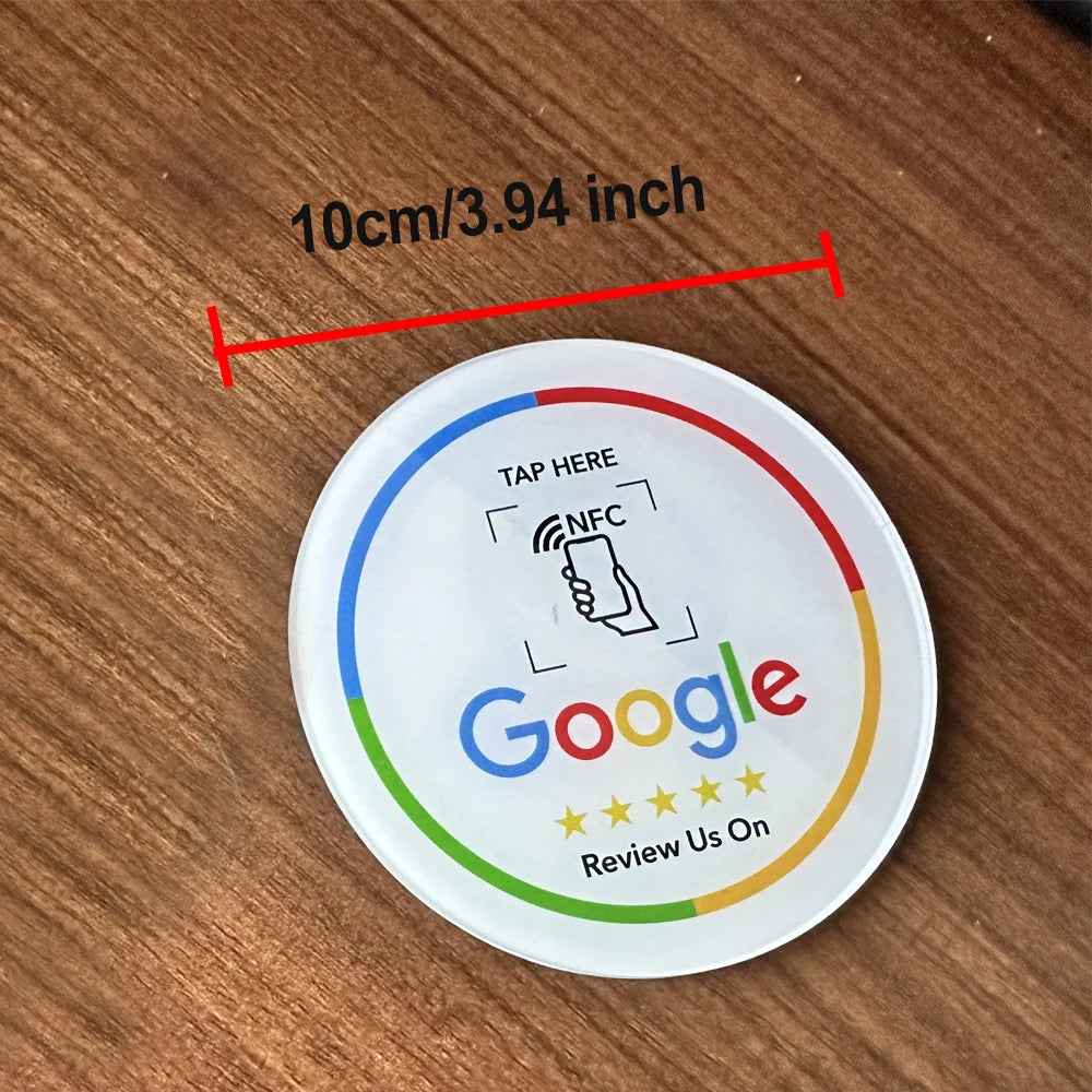 NFC 215 Programmable Google Review Stand and Card for Business – White-L
