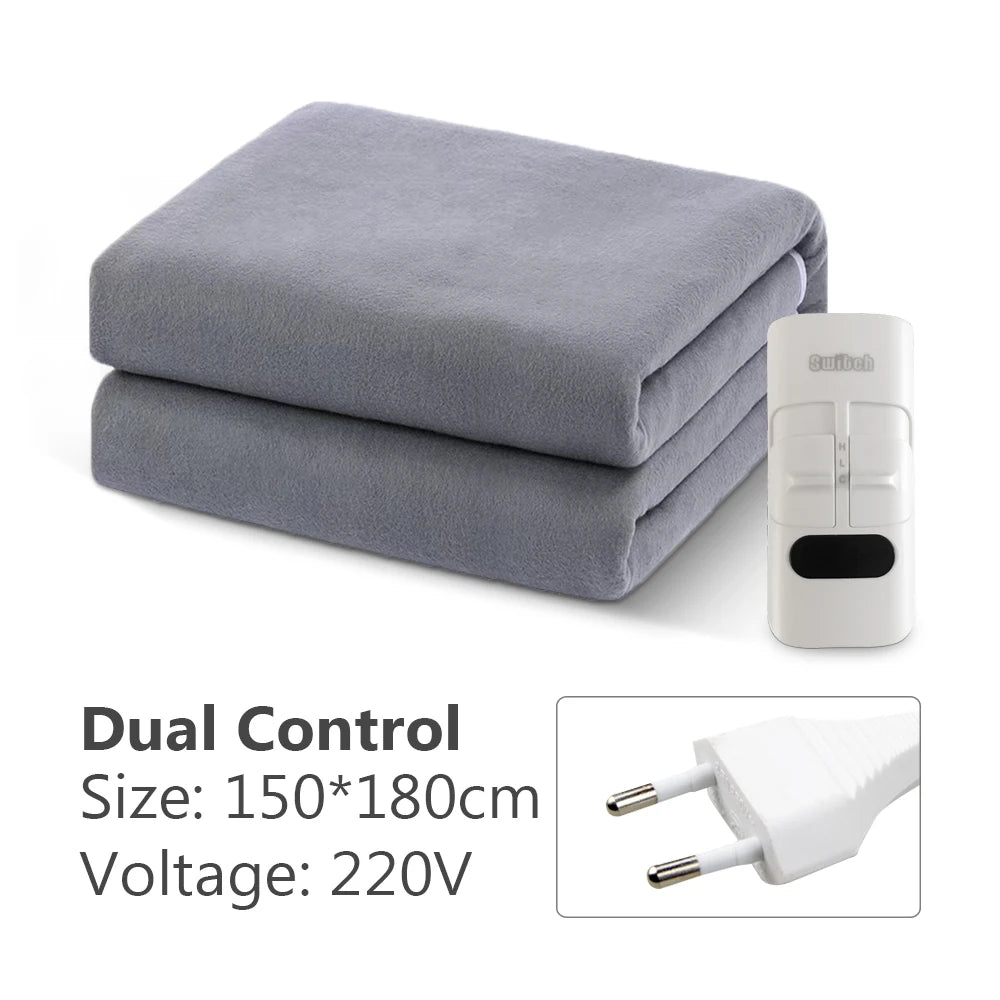Electric Heating Blanket with Thermal Control and Overheating Protection – Grey 150X180CM