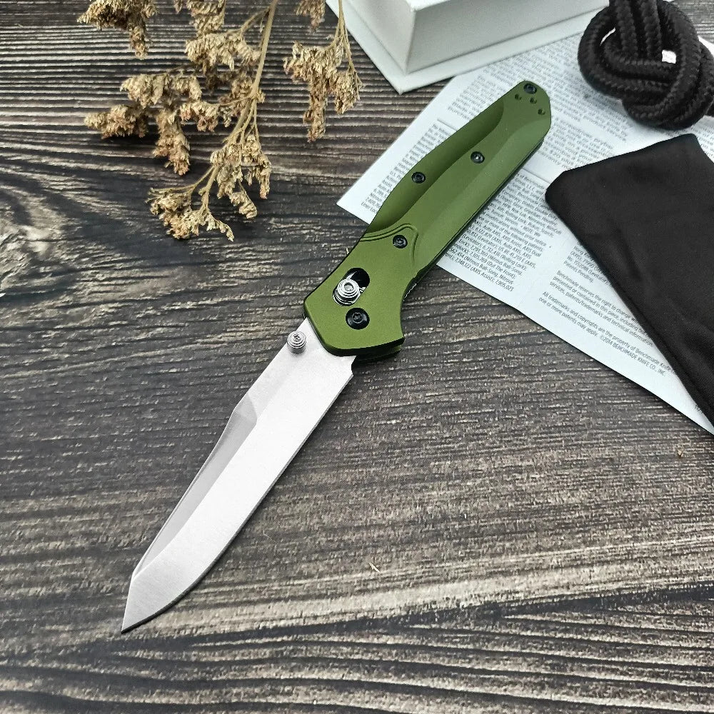 940 Folding Pocket Knife with D2 Stainless Steel Blade and Aluminum Handle – green A