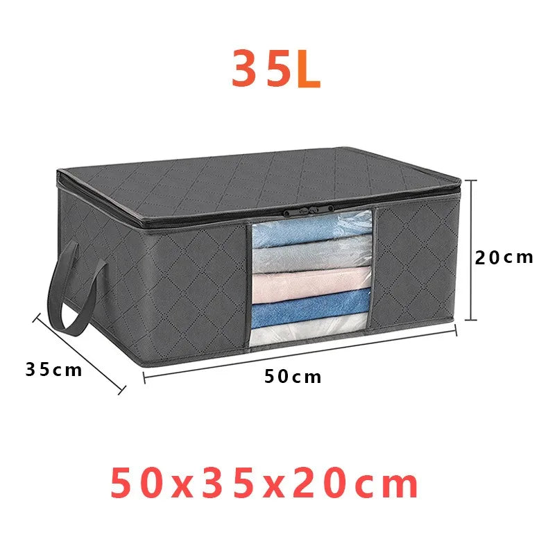 Foldable Non-Woven Fabric Clothes Storage Bag, 35L to 90L Capacity – 1pcs 35L