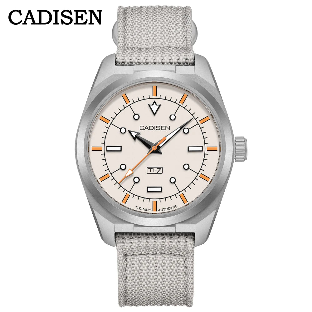 Cadisen Ti-7 Automatic Mechanical Watch, Titanium Case, 40mm – White