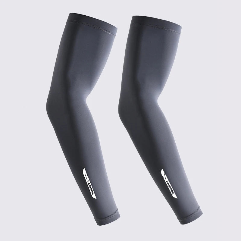 UPF 50+ Men's UV Protective Cooling Ice Silk Arm Sleeves – Fashion-DeepGrey