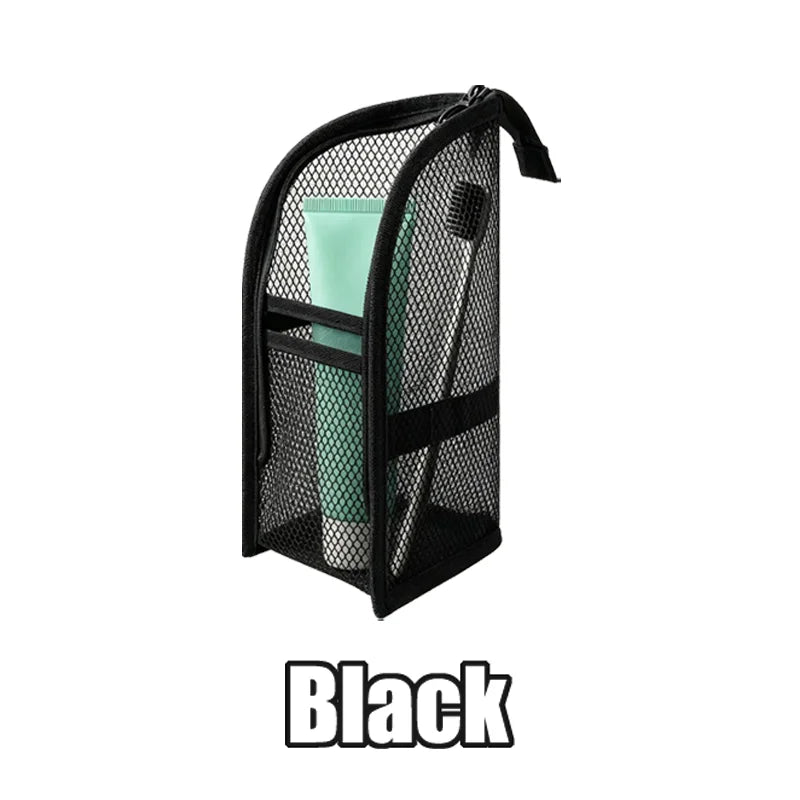 4-Piece Mesh Toiletry Bag Set, Foldable Waterproof Travel Organizer – Black-1PC