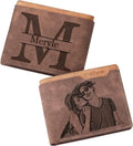 Custom Engraved Photo Wallet, Frosted PU Leather Short Wallet – Dark brown