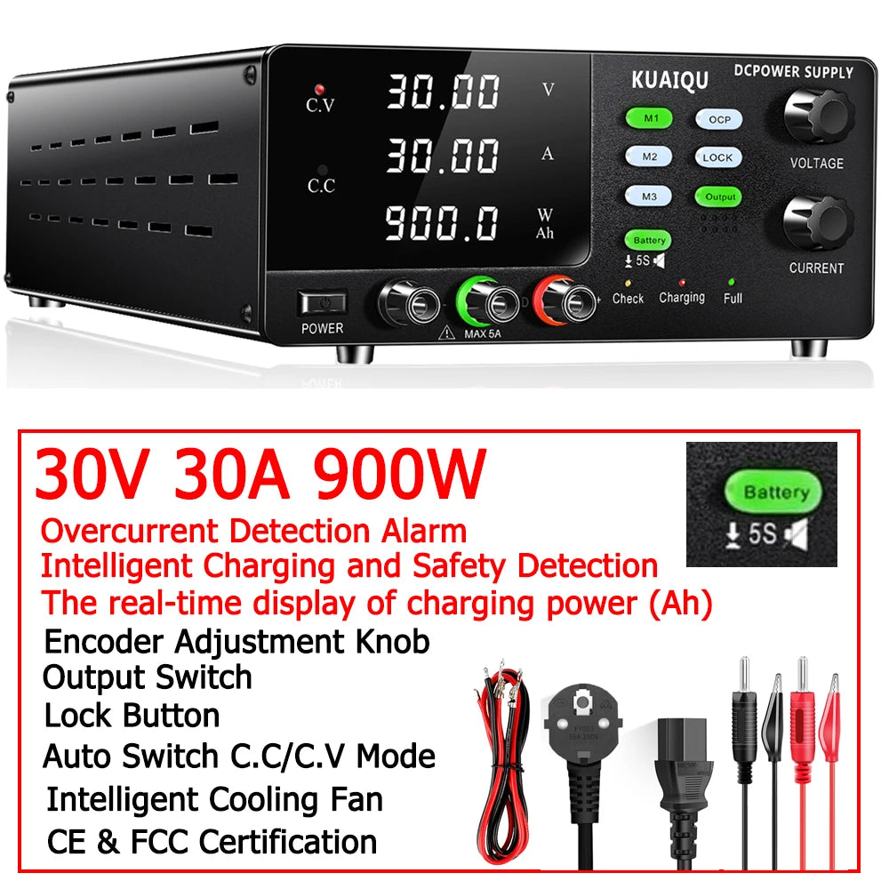 Adjustable Bench Power Supply for Battery Charging - Up to 1200W – Recharge 30V30A 900W