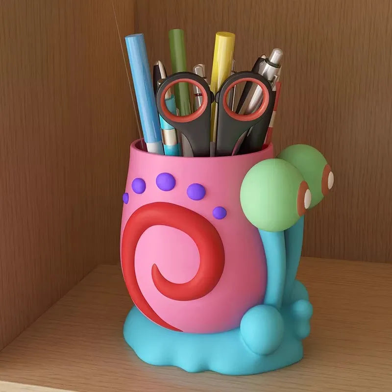 Multifunctional cartoon snail desk organizer for pens and scissors