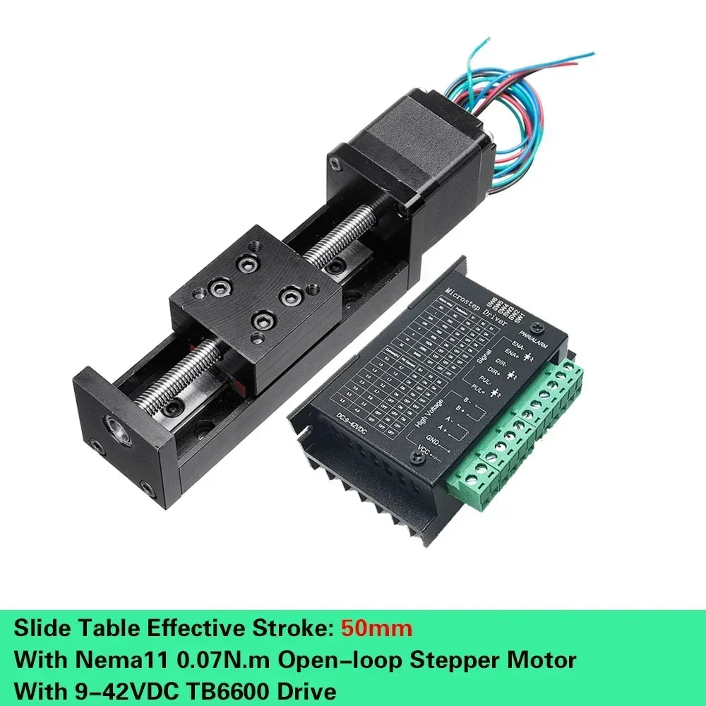 T06 Electric Linear Sliding Table with Nema 11 Stepper Motor, 50-300mm Stroke – 50mm Stroke Driver