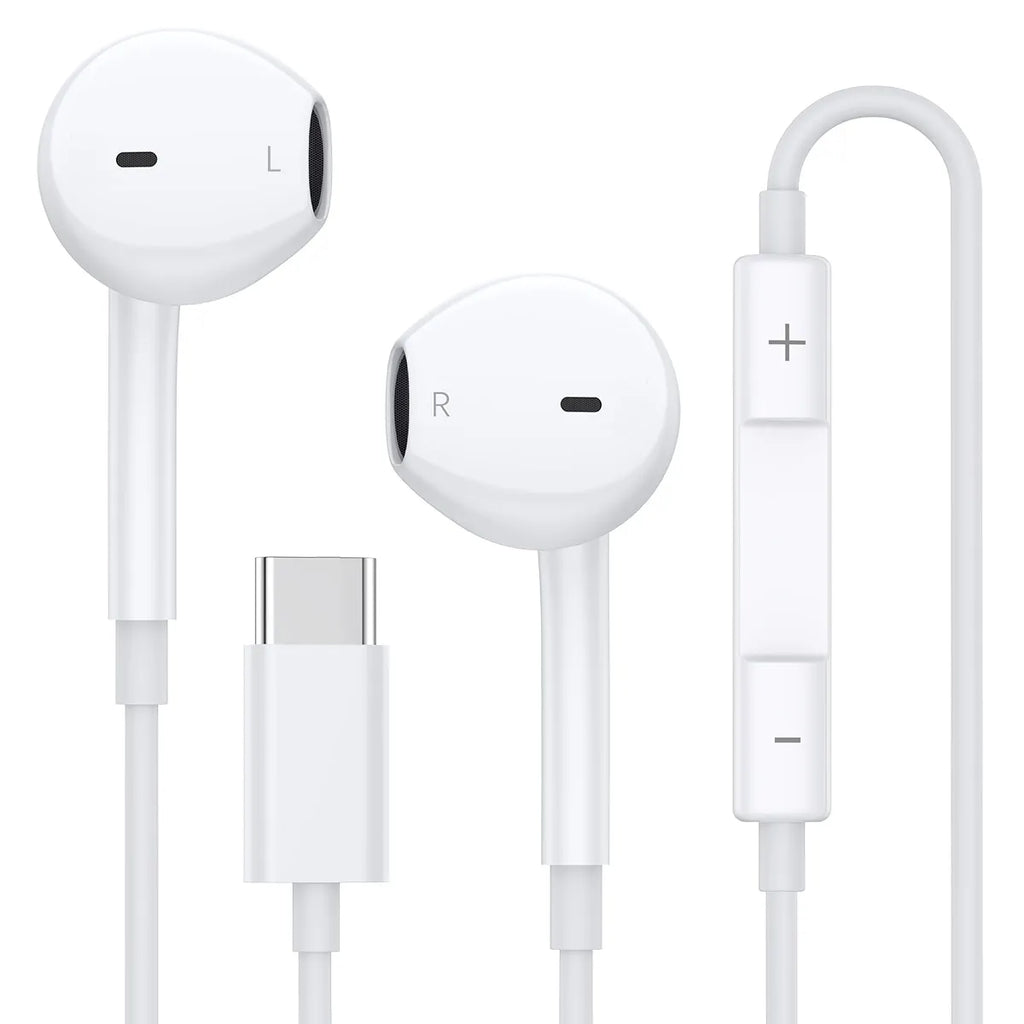 USB-C Wired Earphones with Microphone and Volume Control – USB-C Earphones