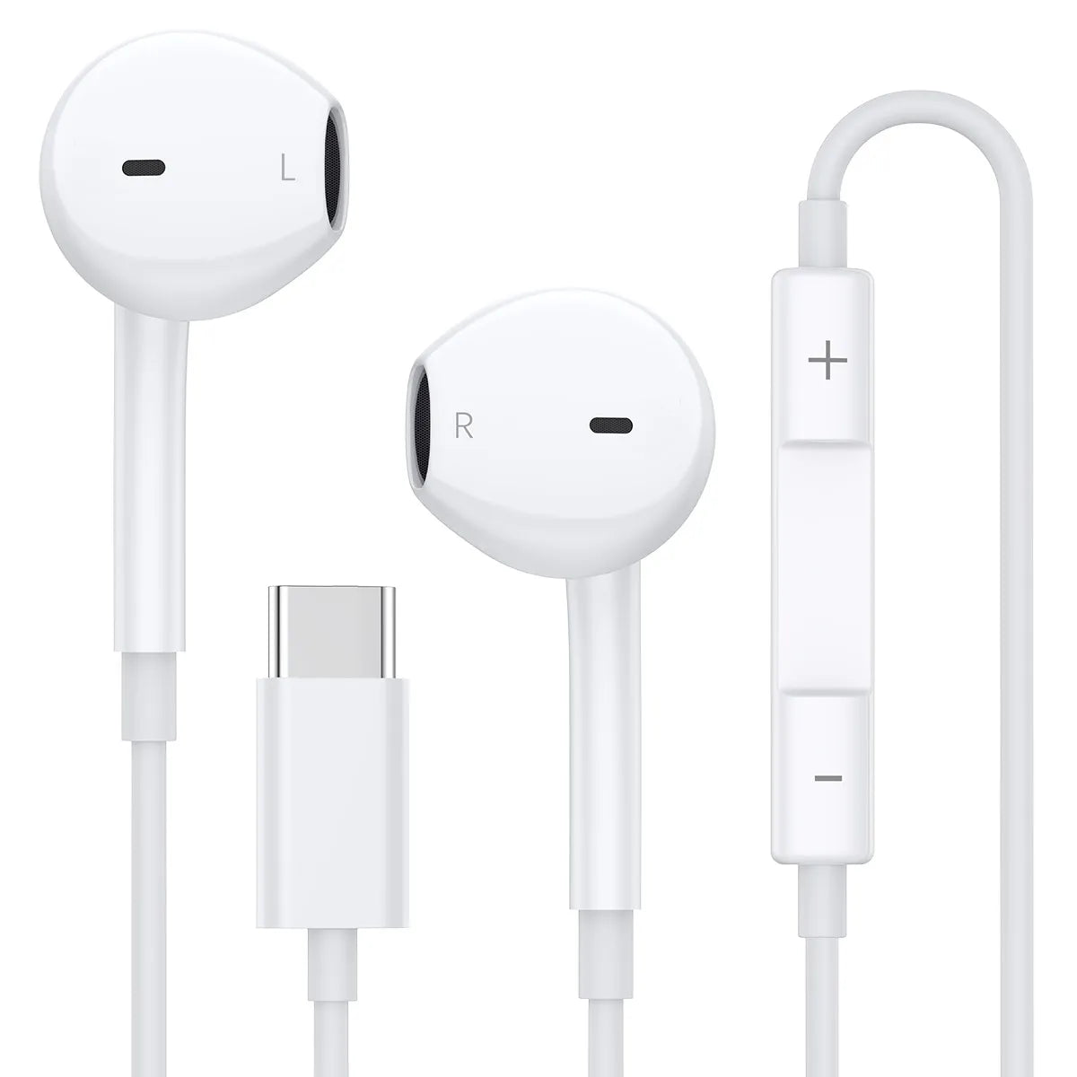 USB-C Wired Earphones with Microphone and Volume Control – USB-C Earphones