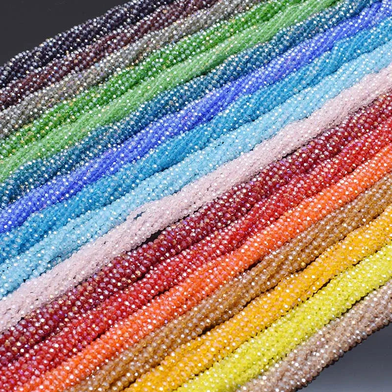Faceted rondelle crystal glass beads in a rainbow of colors