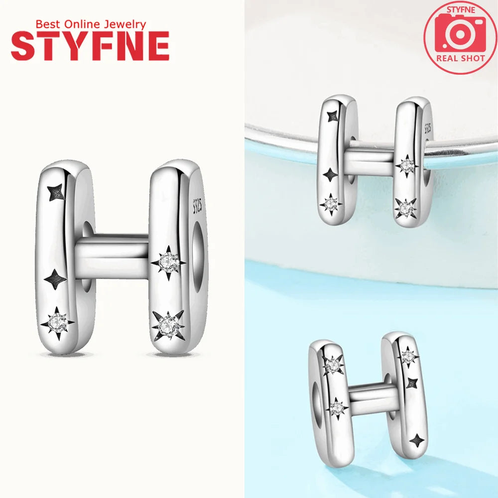 925 Silver Letter Charm with Zircon for Bracelet Jewelry Making – GYC1957-H