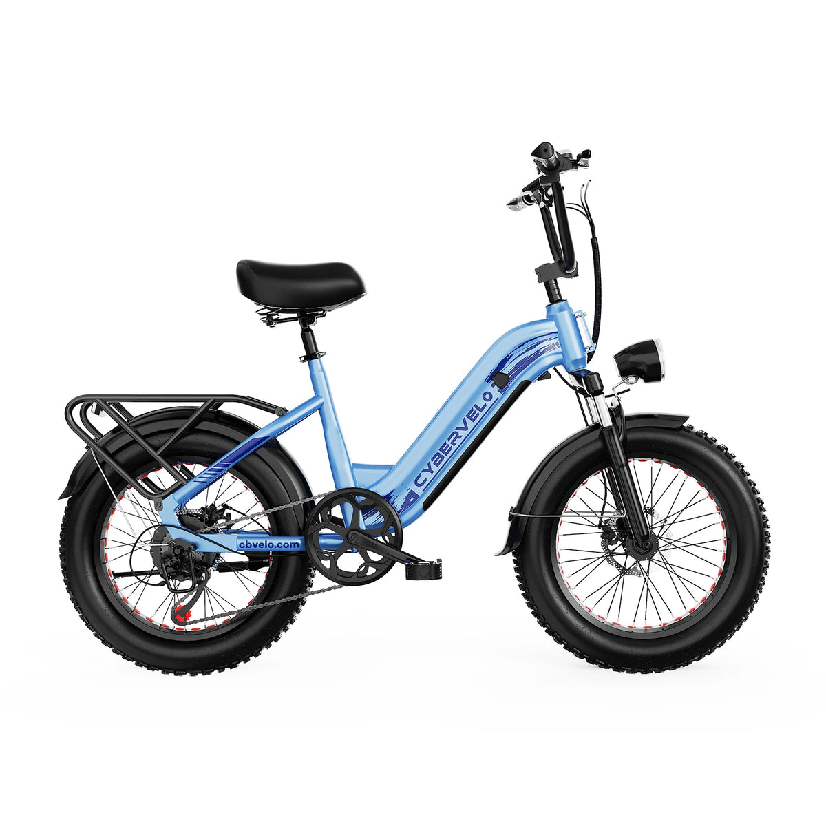 Cybervelo 20" Step-Thru Electric Bike, 1500W Motor, 20Ah Battery – EK8-Blue