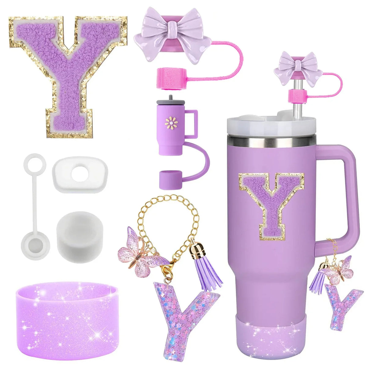 8-Piece Purple Silicone Accessory Set for 30oz and 40oz Tumblers – Y-Purple-8pcs