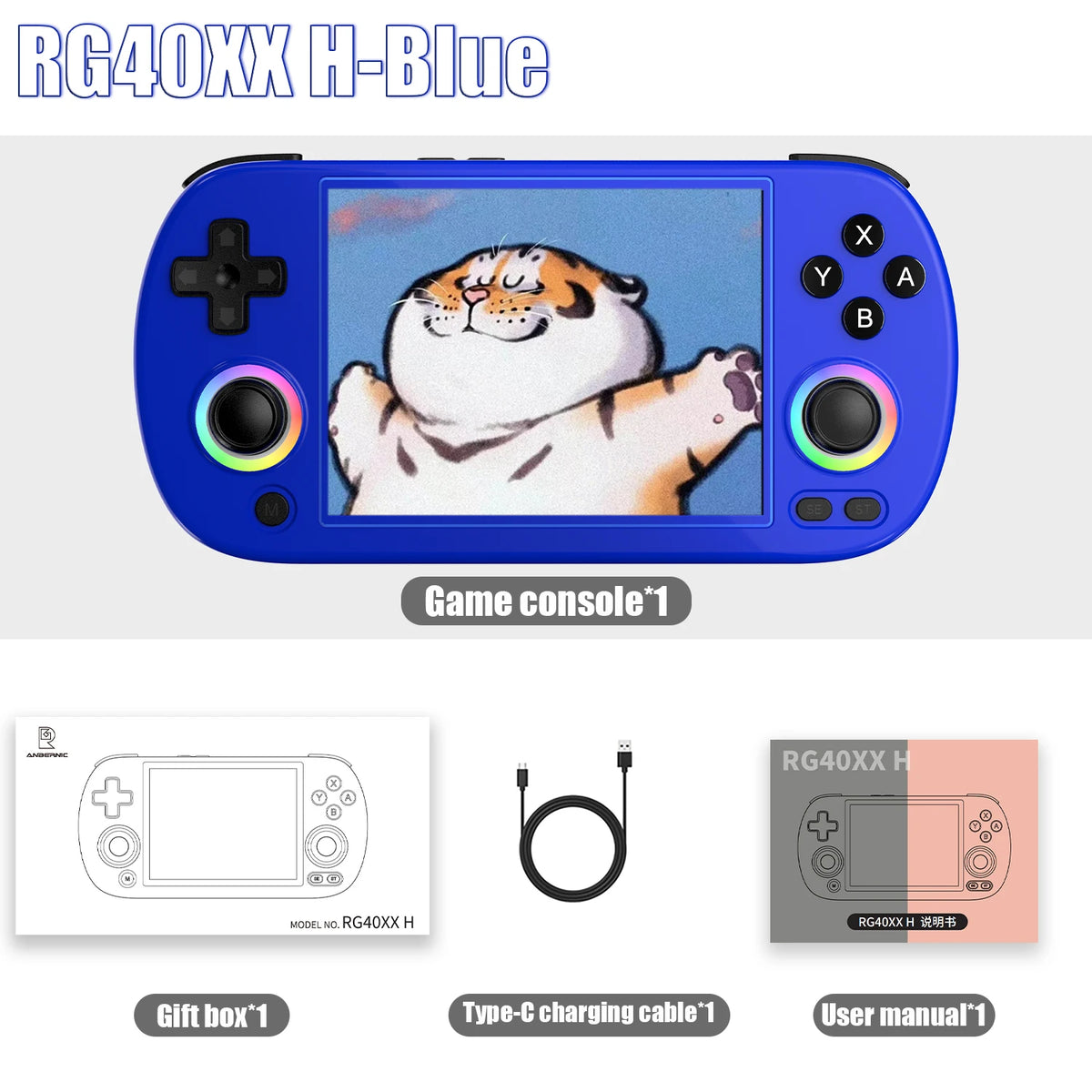 Anbernic RG40XX H Retro Handheld Game Console, 4.0-inch IPS Screen – Blue