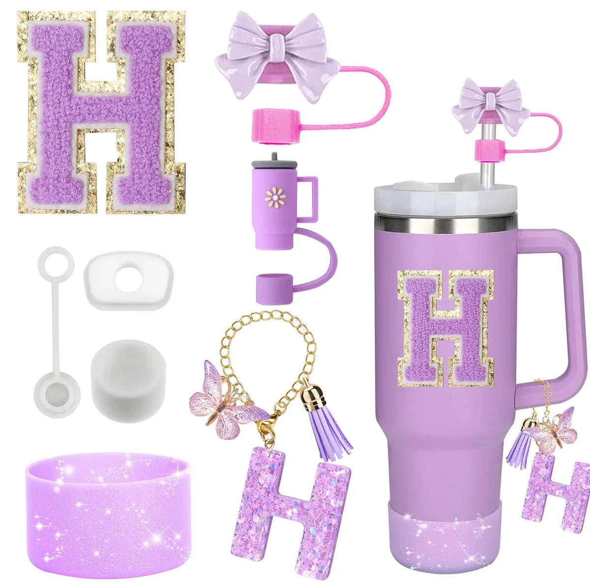 8-Piece Purple Silicone Accessory Set for 30oz and 40oz Tumblers – H-Purple-8pcs