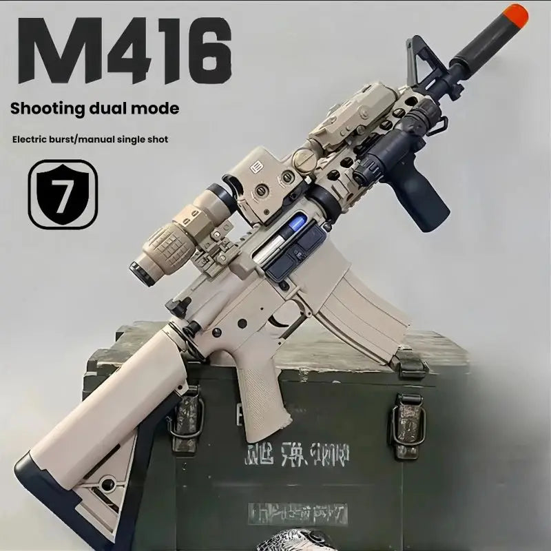 M416 Gel Splatter Blaster, Electric and Manual Shooting Toy – Brown