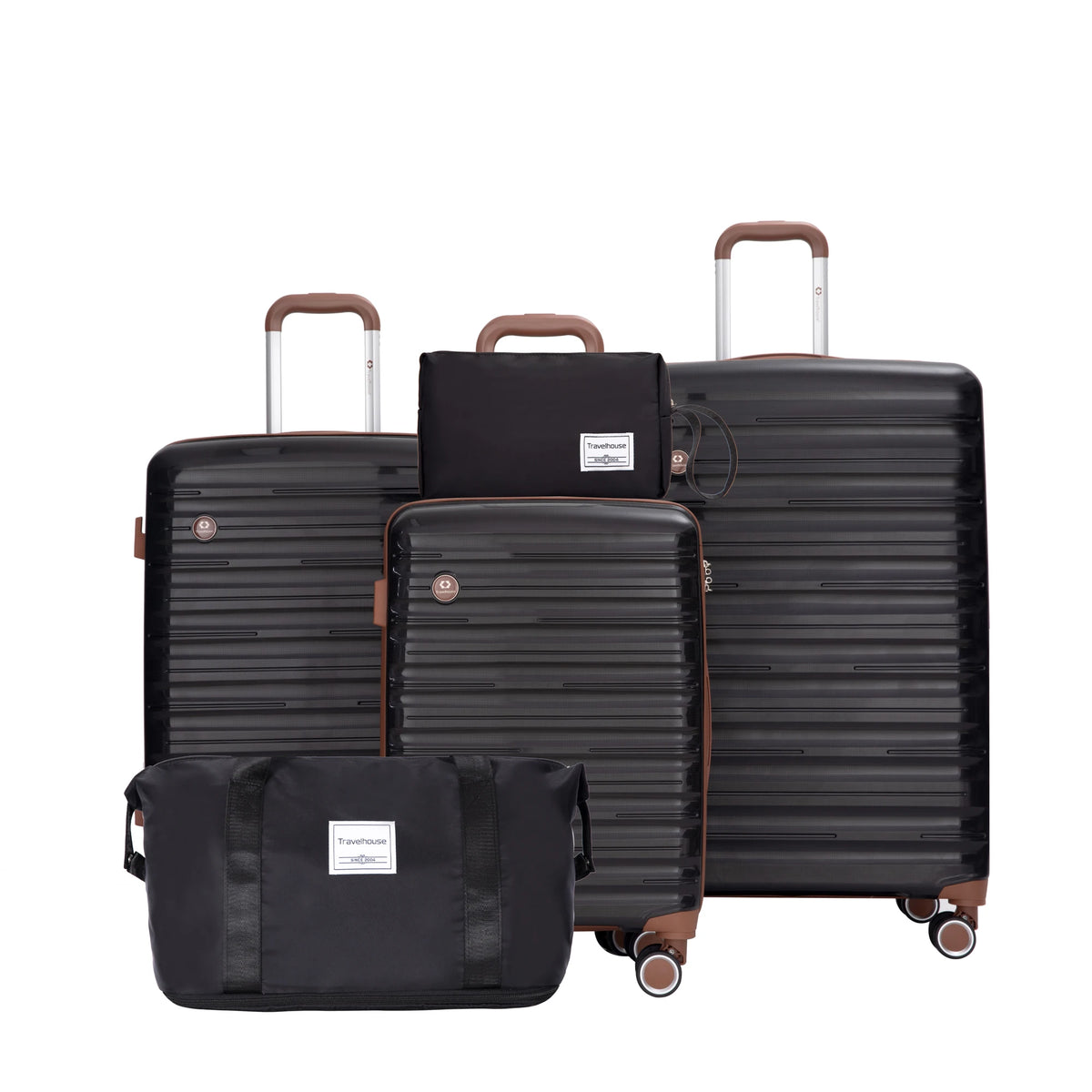 5-Piece Luggage Set with Hardcase Suitcases, Duffle and Toiletry Bag – Black
