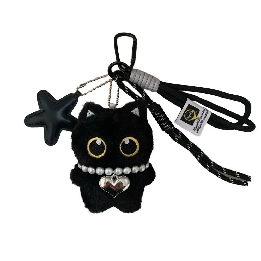 Black Cat Plush Toy Keychain, 10cm Soft PP Cotton Pendant – A
